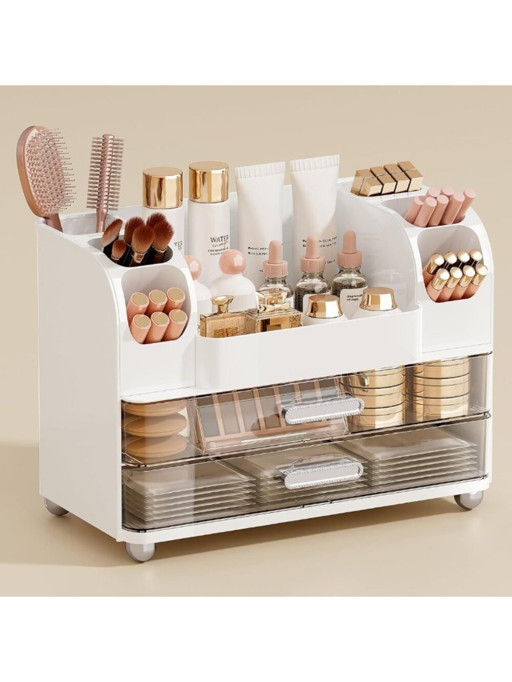 Stylish Makeup Organizer with 2 Large Drawers - Perfect for Vanity & Bathroom